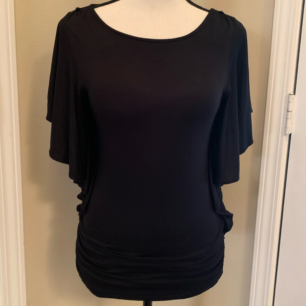 Black flutter sleeve blouse